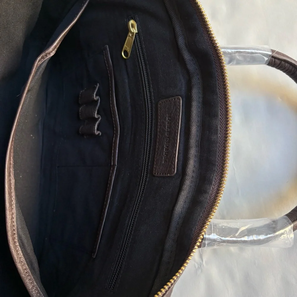 Mark & Graham Harvey Leather Briefcase Bag Dark Brown Laptop Pocket NEW gift